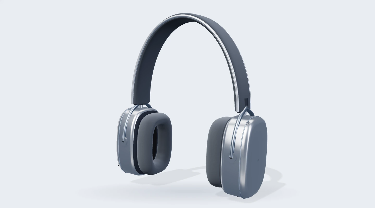 Original Aura headphone model in silver finish